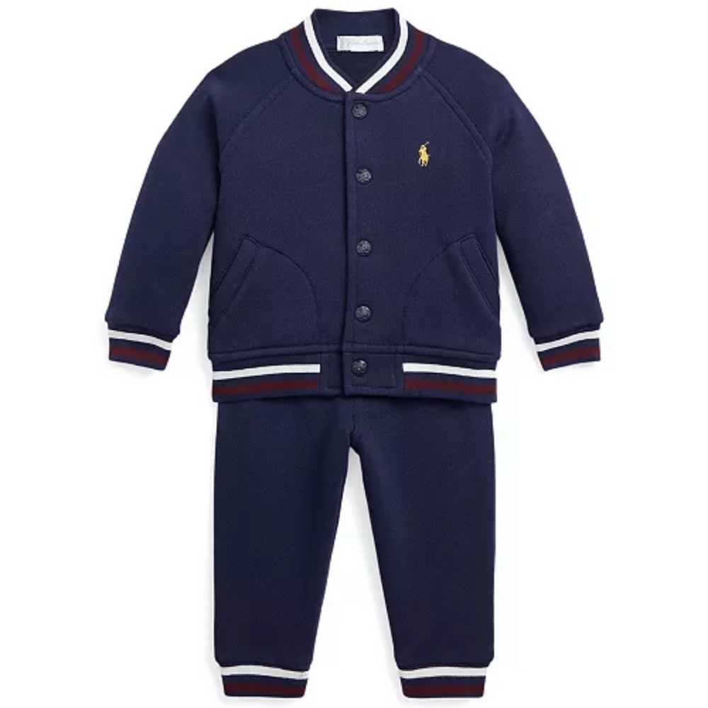 Ralph Lauren baby boy 6m fleece baseball jacket and jogger pants set
